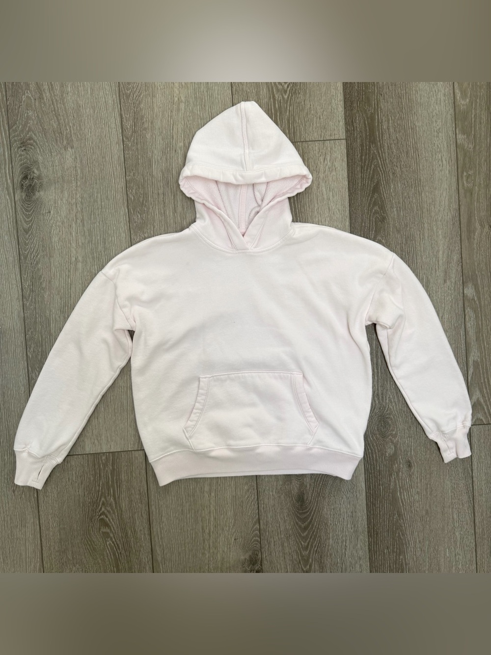 Abercrombie kids pullover hooded sweatshirt hoodie light pink solid basic 15/16